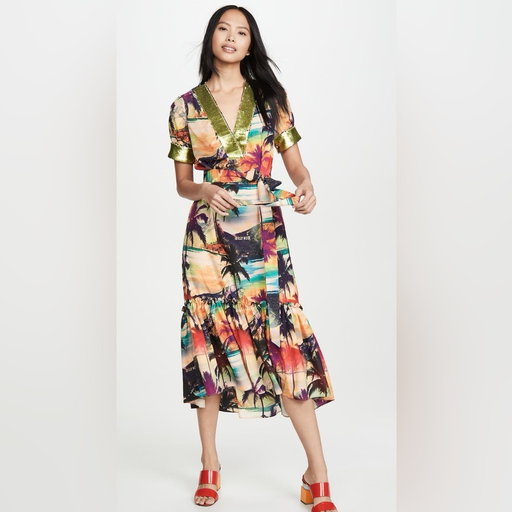 Le Superbe beachwood canyon sequin tropical print dress